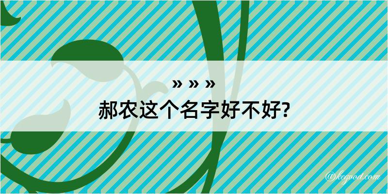 郝农这个名字好不好?