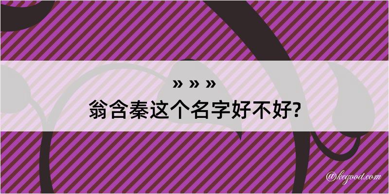 翁含秦这个名字好不好?