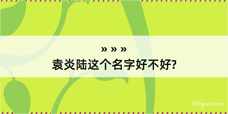 袁炎陆这个名字好不好?