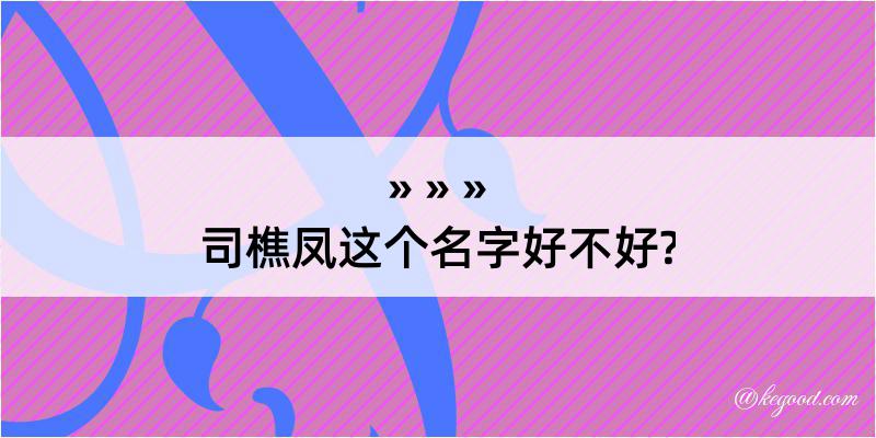 司樵凤这个名字好不好?