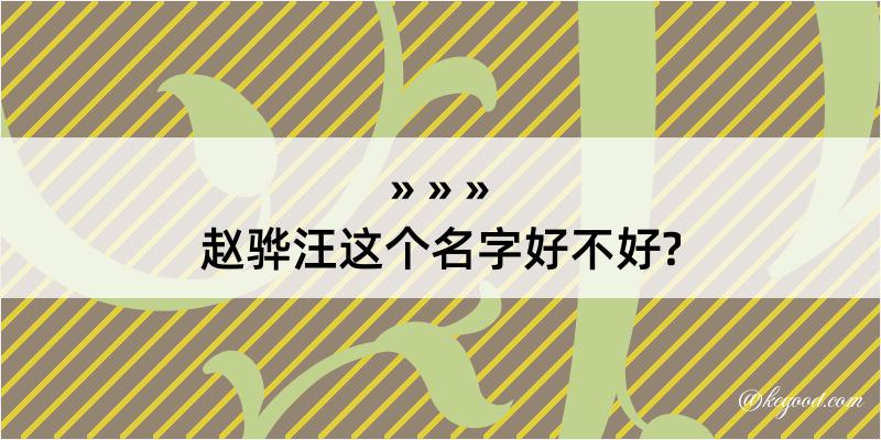 赵骅汪这个名字好不好?