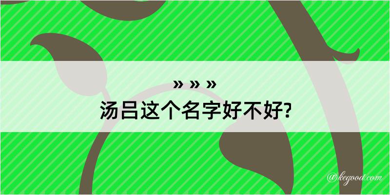 汤吕这个名字好不好?