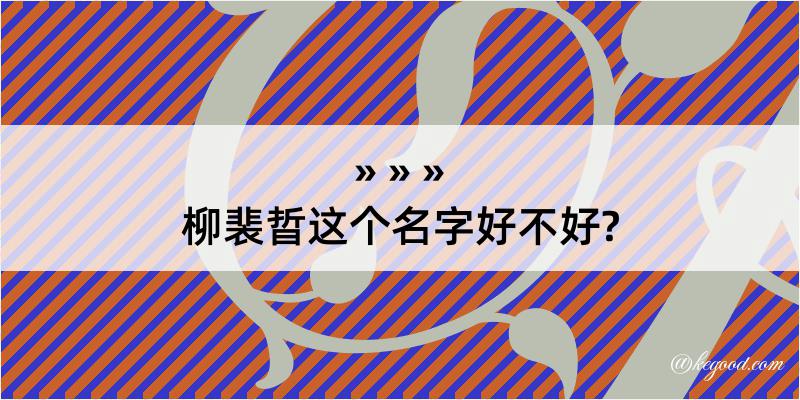 柳裴晢这个名字好不好?