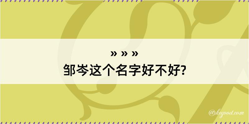 邹岑这个名字好不好?