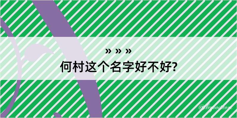 何村这个名字好不好?