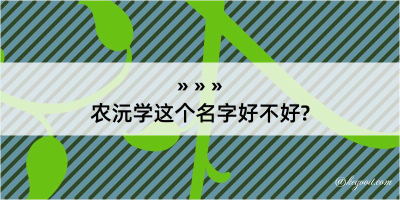 农沅学这个名字好不好?