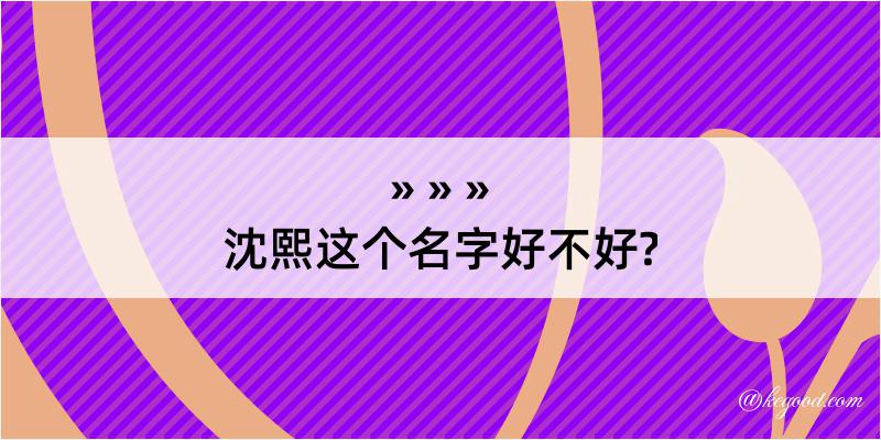 沈熙这个名字好不好?