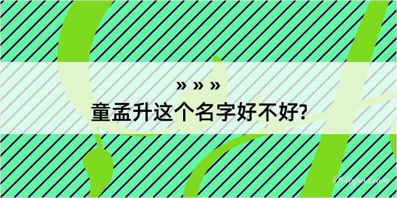 童孟升这个名字好不好?