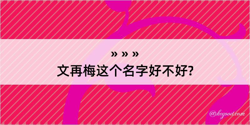 文再梅这个名字好不好?