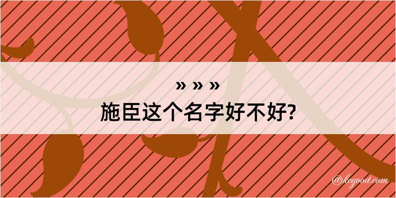 施臣这个名字好不好?