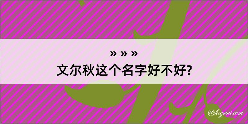 文尔秋这个名字好不好?