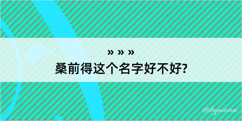 桑前得这个名字好不好?