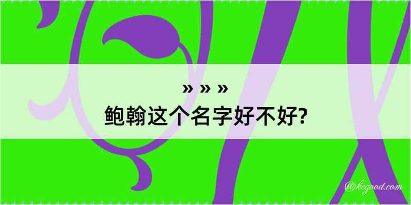 鲍翰这个名字好不好?