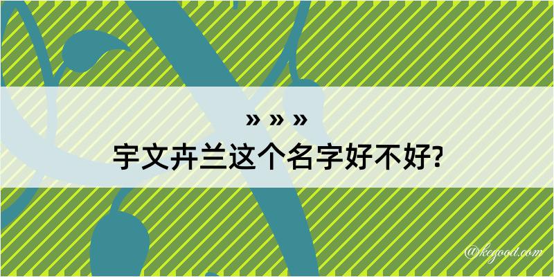 宇文卉兰这个名字好不好?