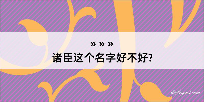 诸臣这个名字好不好?