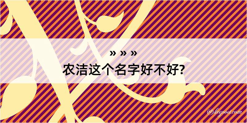 农洁这个名字好不好?