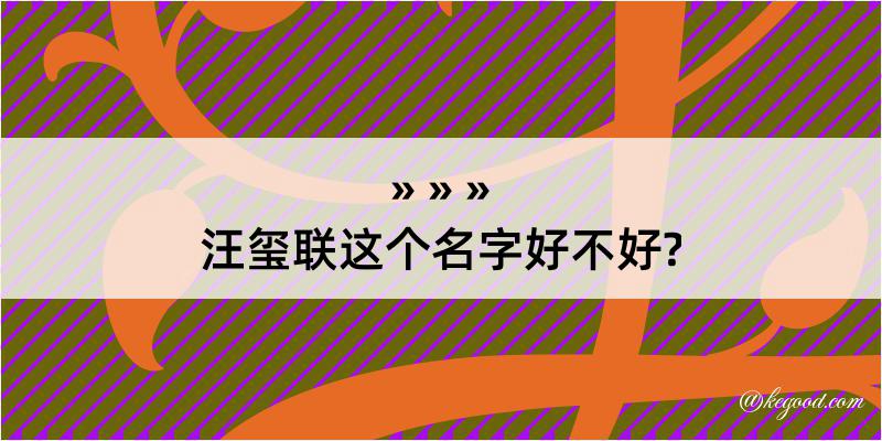 汪玺联这个名字好不好?