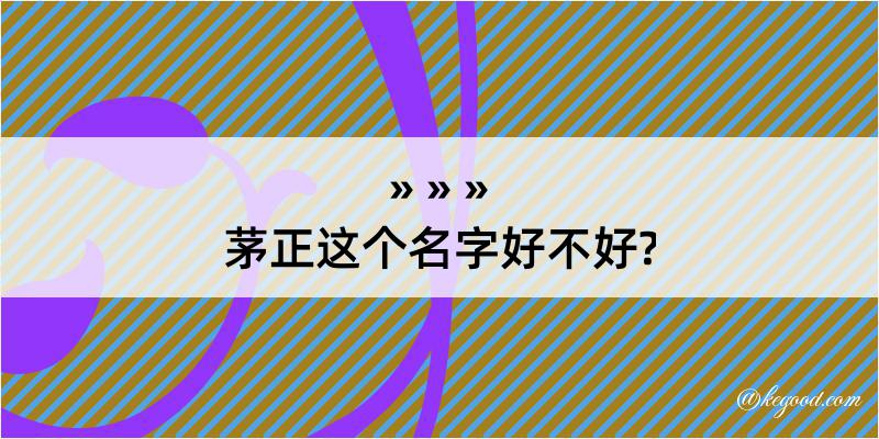 茅正这个名字好不好?