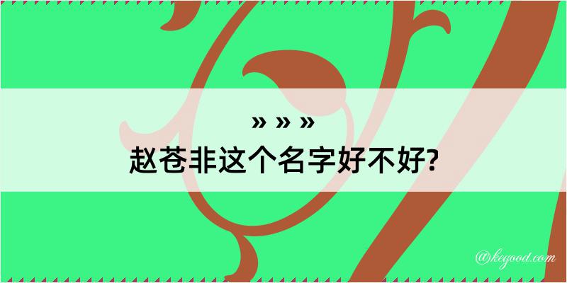 赵苍非这个名字好不好?