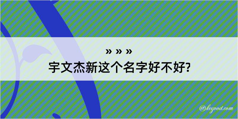 宇文杰新这个名字好不好?