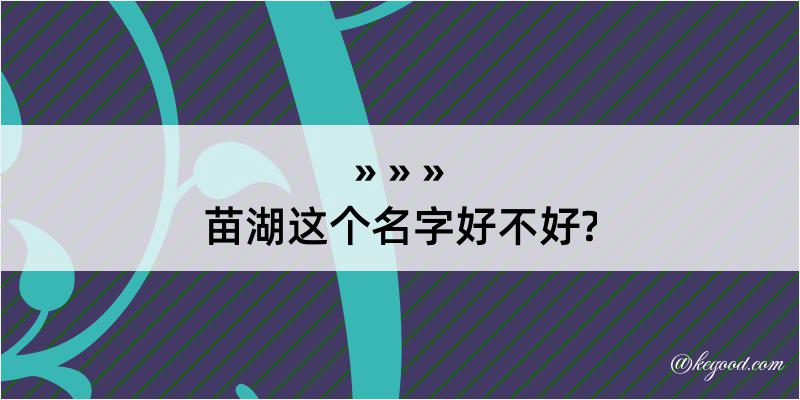 苗湖这个名字好不好?