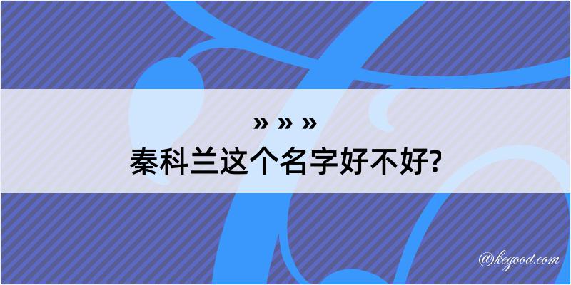 秦科兰这个名字好不好?