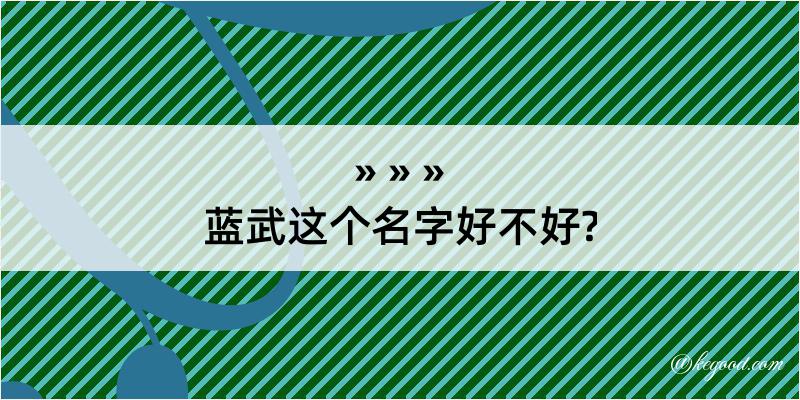 蓝武这个名字好不好?