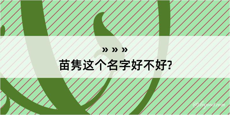 苗隽这个名字好不好?