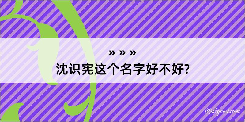 沈识宪这个名字好不好?