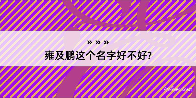 雍及鹏这个名字好不好?