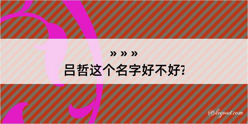 吕哲这个名字好不好?