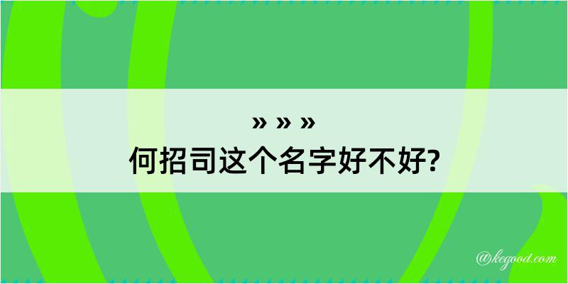 何招司这个名字好不好?