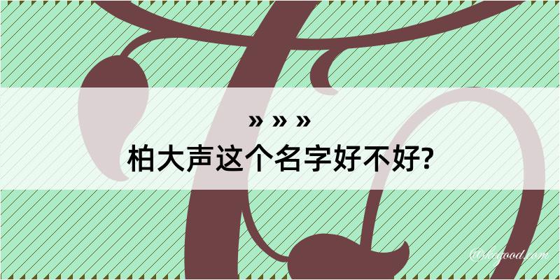 柏大声这个名字好不好?