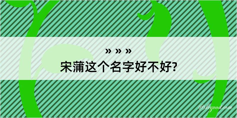 宋蒲这个名字好不好?