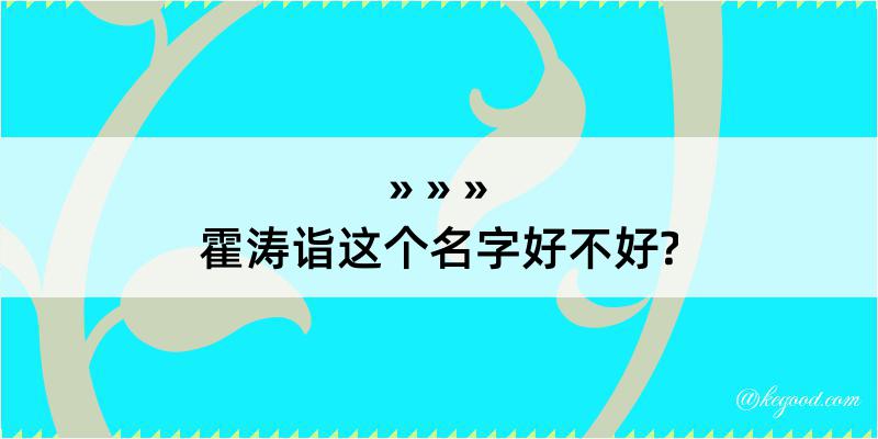 霍涛诣这个名字好不好?