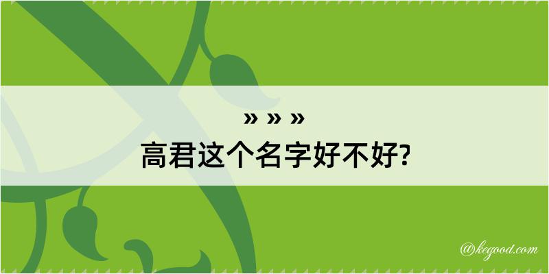 高君这个名字好不好?