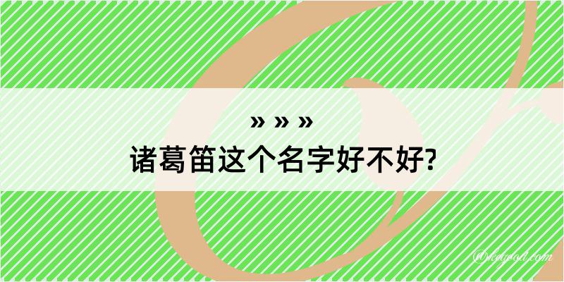 诸葛笛这个名字好不好?