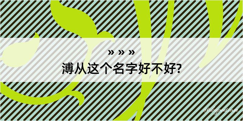 溥从这个名字好不好?