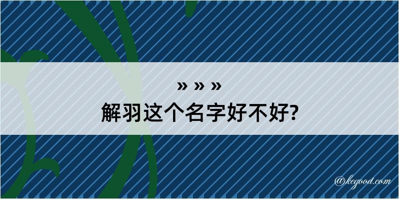 解羽这个名字好不好?