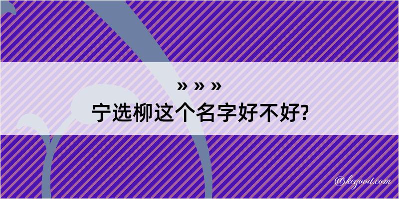 宁选柳这个名字好不好?