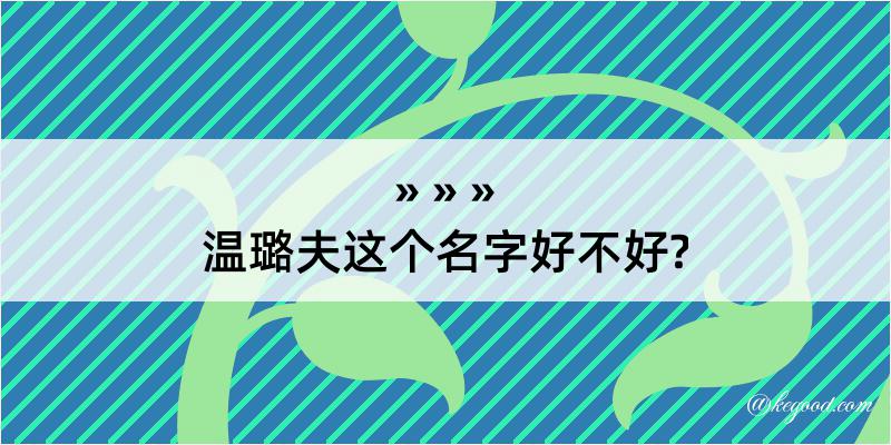 温璐夫这个名字好不好?