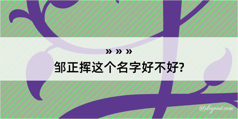 邹正挥这个名字好不好?