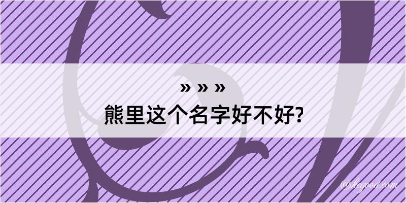 熊里这个名字好不好?