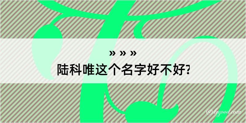 陆科唯这个名字好不好?