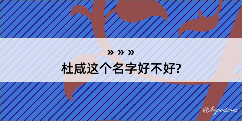 杜咸这个名字好不好?