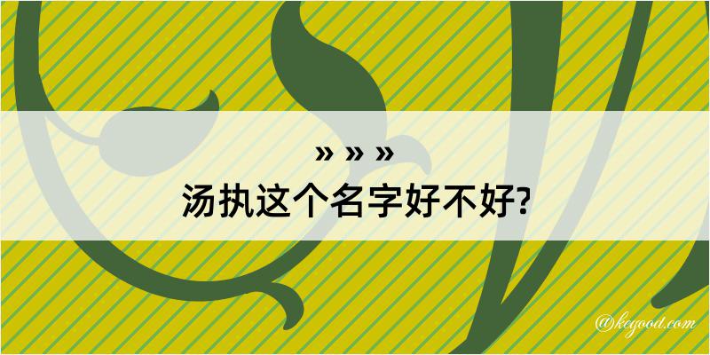 汤执这个名字好不好?