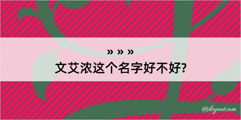 文艾浓这个名字好不好?