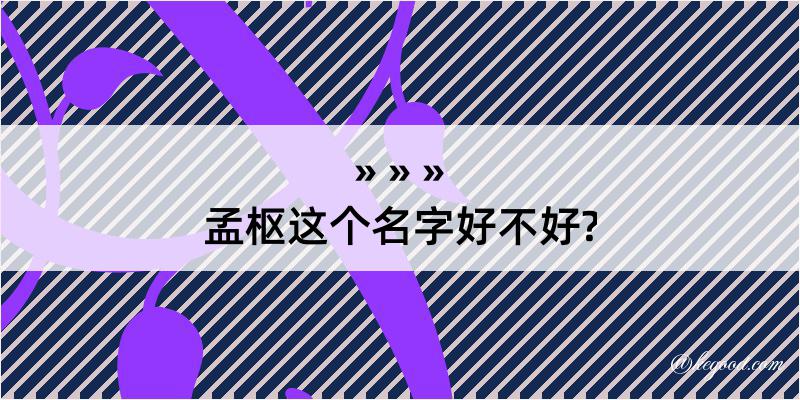 孟枢这个名字好不好?