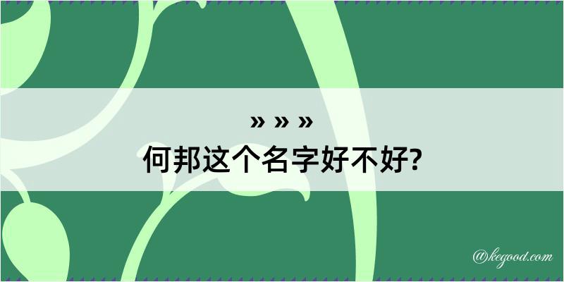 何邦这个名字好不好?