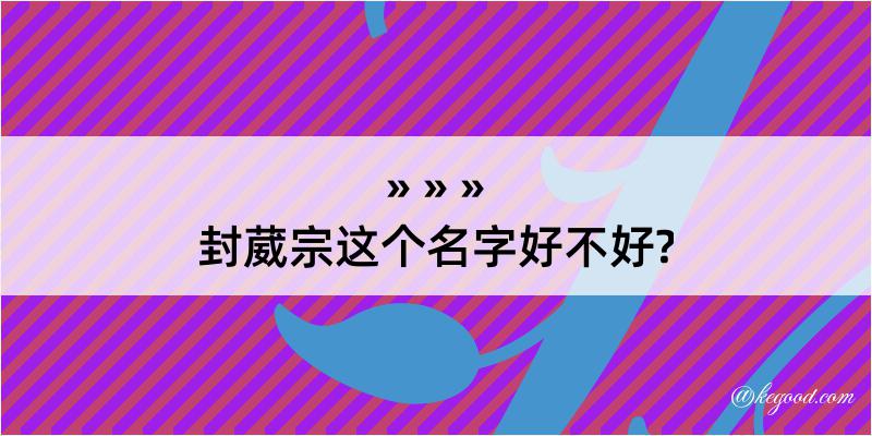 封葳宗这个名字好不好?